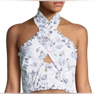 LIKELY Norma Crop Top Women’s Medium Halter Print